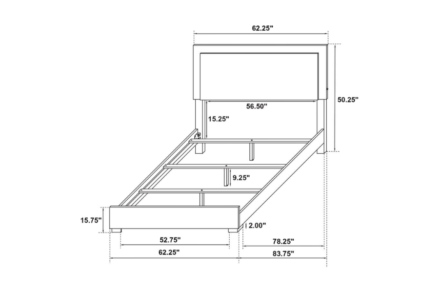 Marceline Wood Full LED Panel Bed Black 222831F Comming Soon