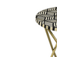 Xenia Round Bone Inlay Accent Side Table White and Gold 935878