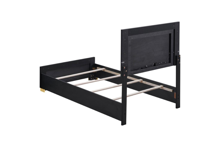 Marceline Wood Twin LED Panel Bed Black 222831T