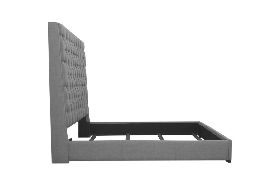 Camille Upholstered Eastern King Panel Bed Grey 300621KE