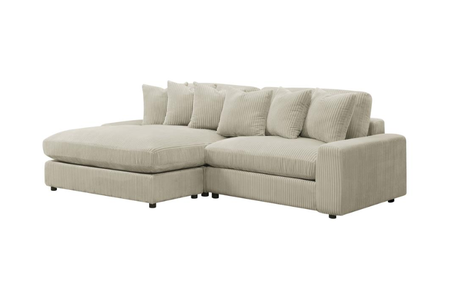 Sofá chaise longue reversible tapizado Blaine en color arena 509899 