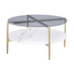 Jonelle Round Glass Top Coffee Table White Marble Shelf Gold 710338