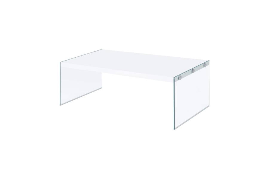 Opal Rectangular Glass Frame Coffee Table White High Gloss 704148