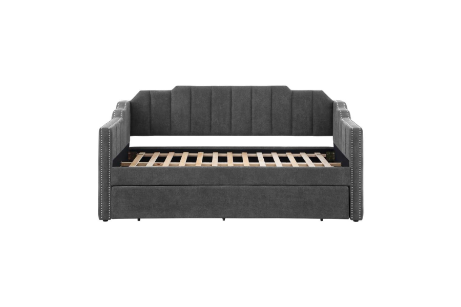 Kingston Upholstered Twin Daybed with Trundle Charcoal 315962