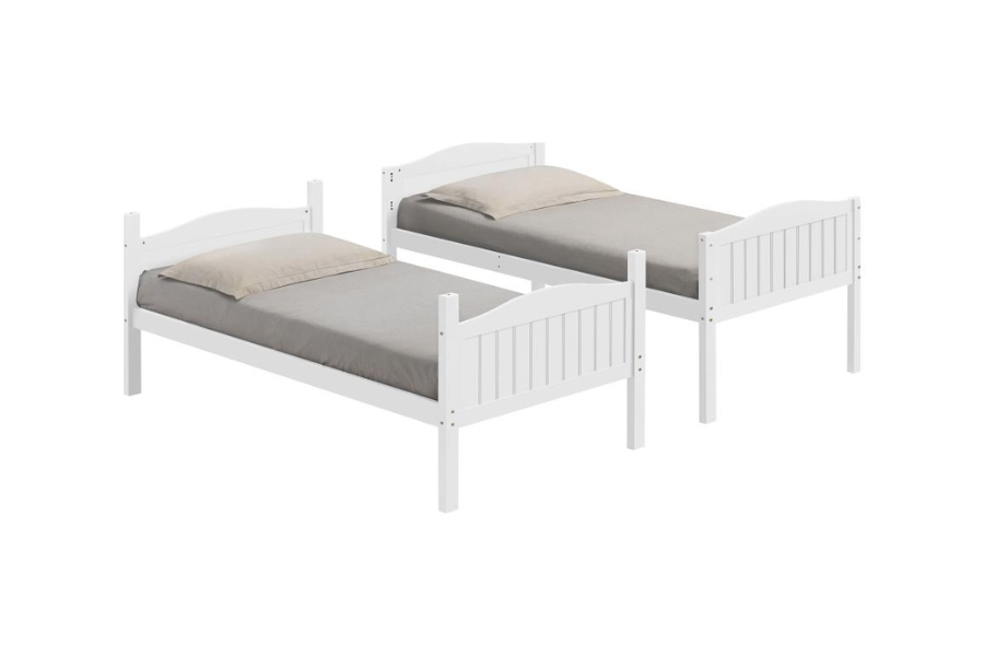 Arlo Wood Twin Over Twin Bunk Bed White 405053WHT