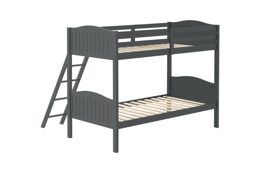 Arlo Wood Twin Over Twin Bunk Bed Grey 405053GRY