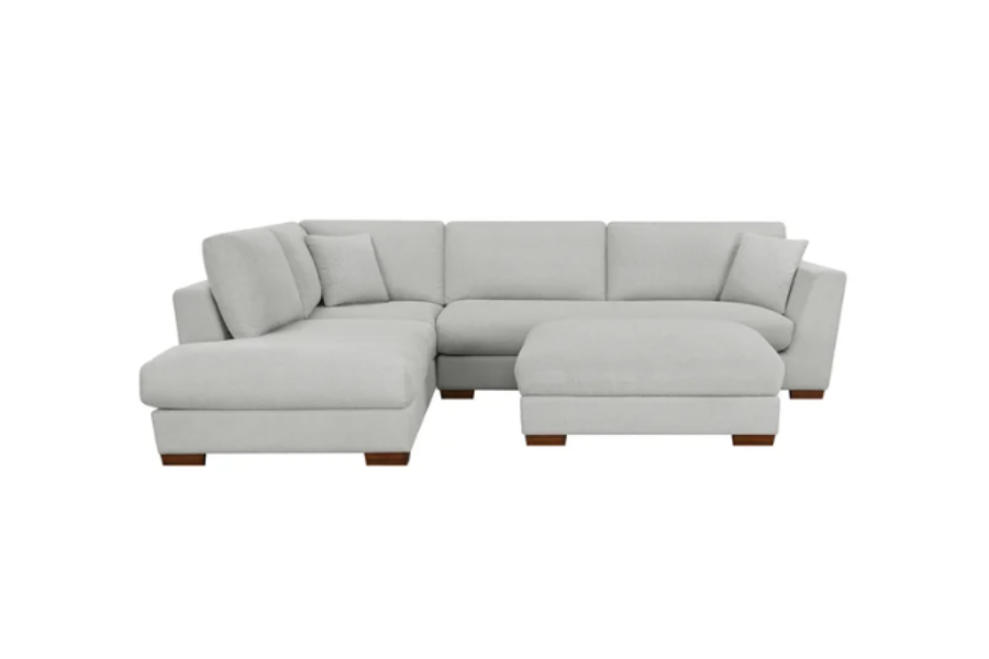 Henredon Larkin House Deep Seating Fabric Sectional with Storage Ottoman