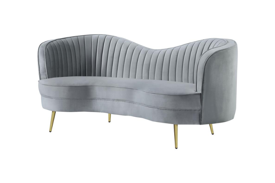 Sophia Upholstered Channel Tufted Loveseat Grey 506865