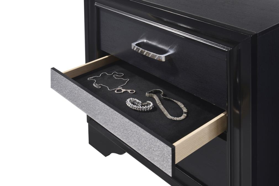 Miranda 2-drawer Nightstand Black	206362