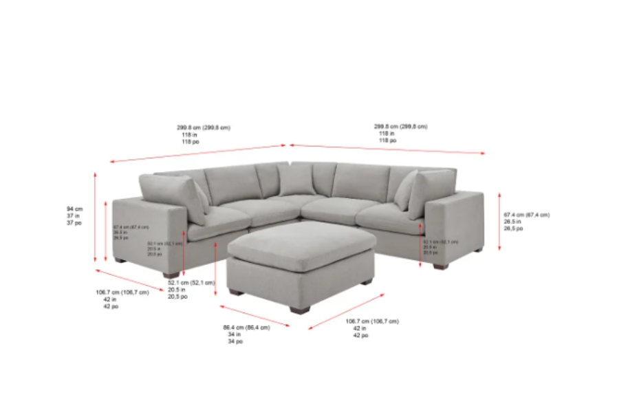 Modelo de piso modular de tela de 6 piezas Thomasville Lowell