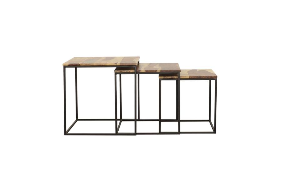 Belcourt 3-piece Square Nesting Tables Natural and Black 931182