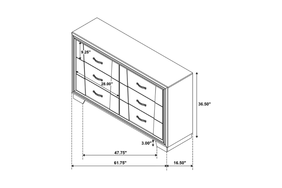 Janine 6-drawer Dresser Grey 223553