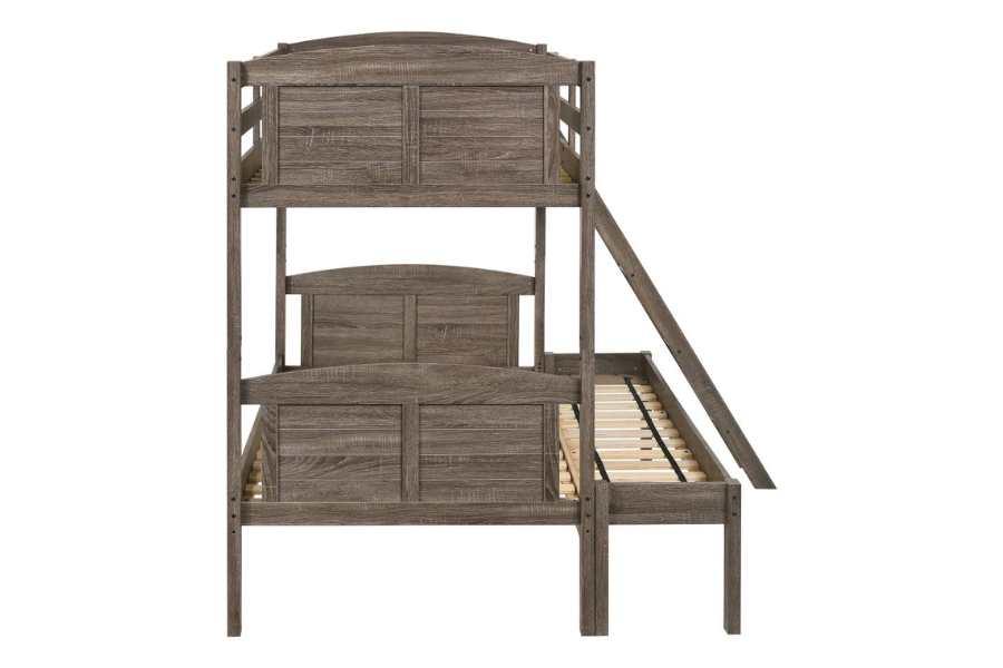 Flynn Wood Twin Over Full Bunk Bed Weathered Brown 400809