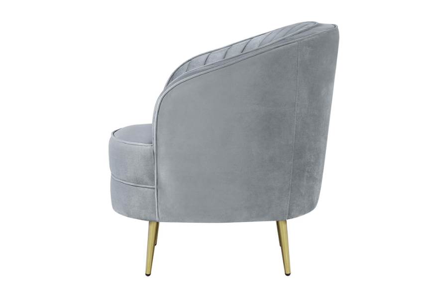 Sophia Upholstered Channel Tufted Barrel Accent Chair Grey 506866