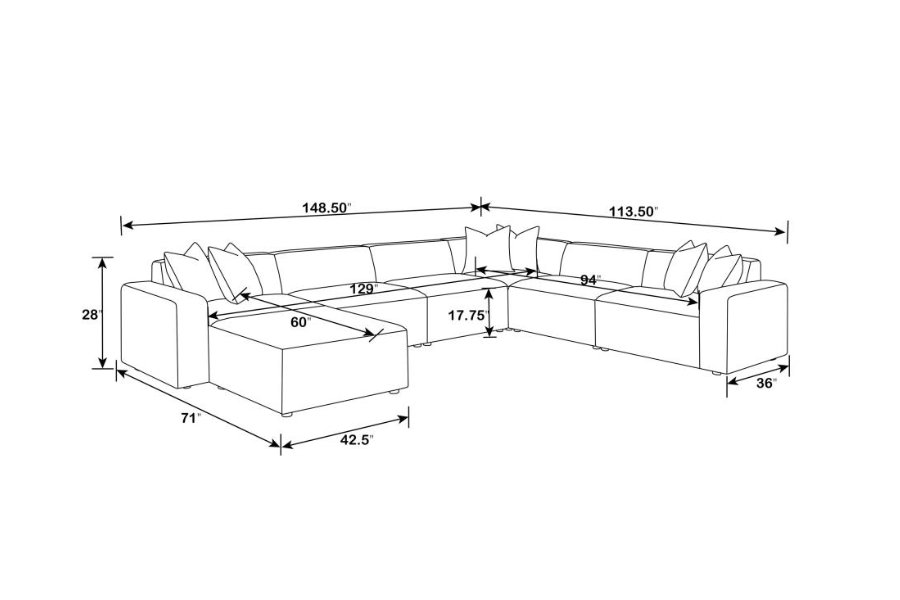 Freddie 7-piece Upholstered Modular Sectional Sofa Pearl 551641-SET