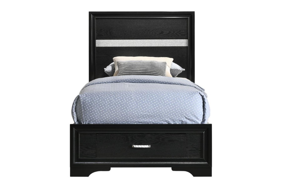 Miranda 51-inch Wood Twin Storage Panel Bed Black 206361T Comming Soon