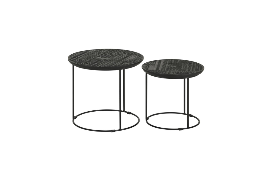 Loannis 2-piece Round Mango Wood Nesting Table Matte Black	935842