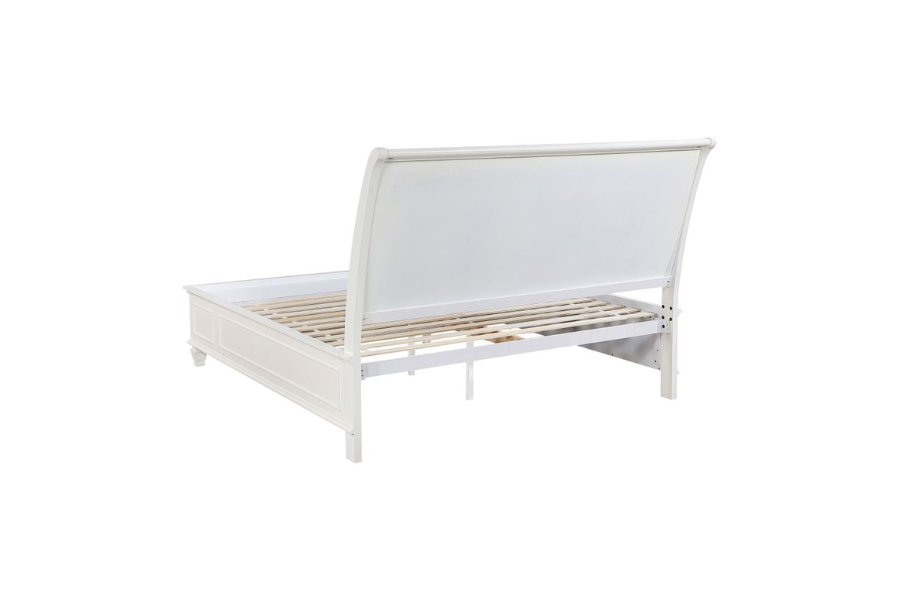 Sandy Beach Wood Eastern King Storage Panel Bed Cream White 201309KE