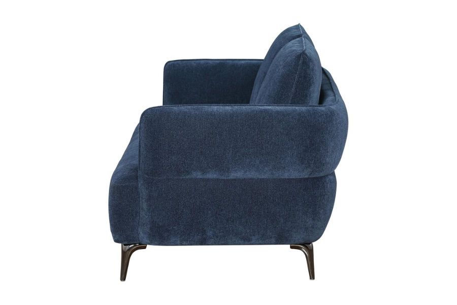 Lively Chenille Upholstered Modern Track Arm Loveseat Blue 509042