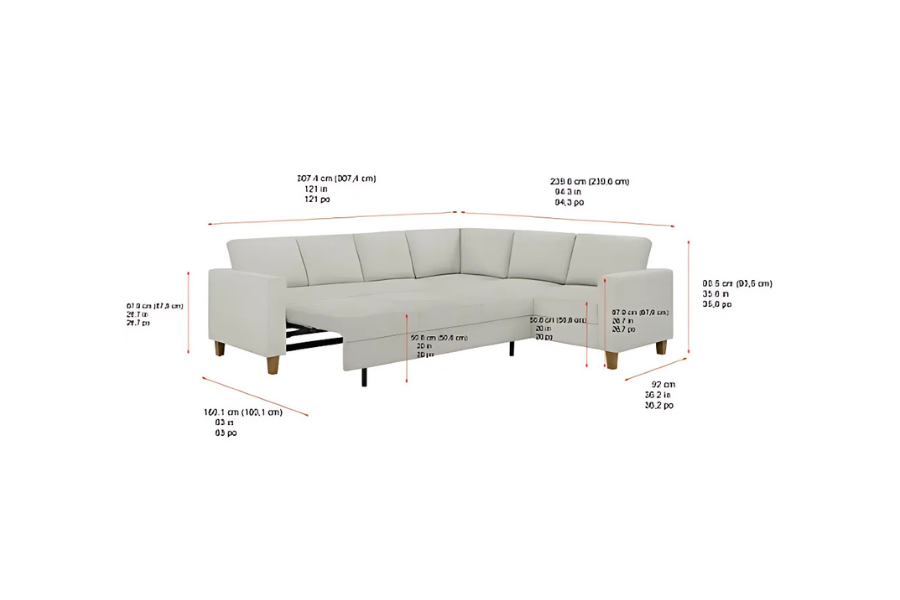 Thomasville Dillard Fabric Convertible Sleeper Sectional