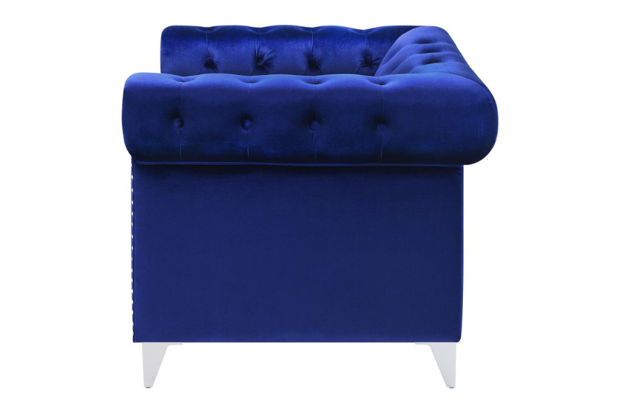 Bleker Upholstered Tuxedo Arm Tufted Accent Chair Blue 509483