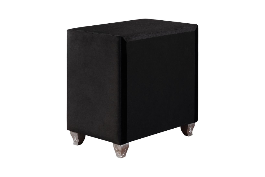 Deanna Upholstered 2-drawer Nightstand Black 206102