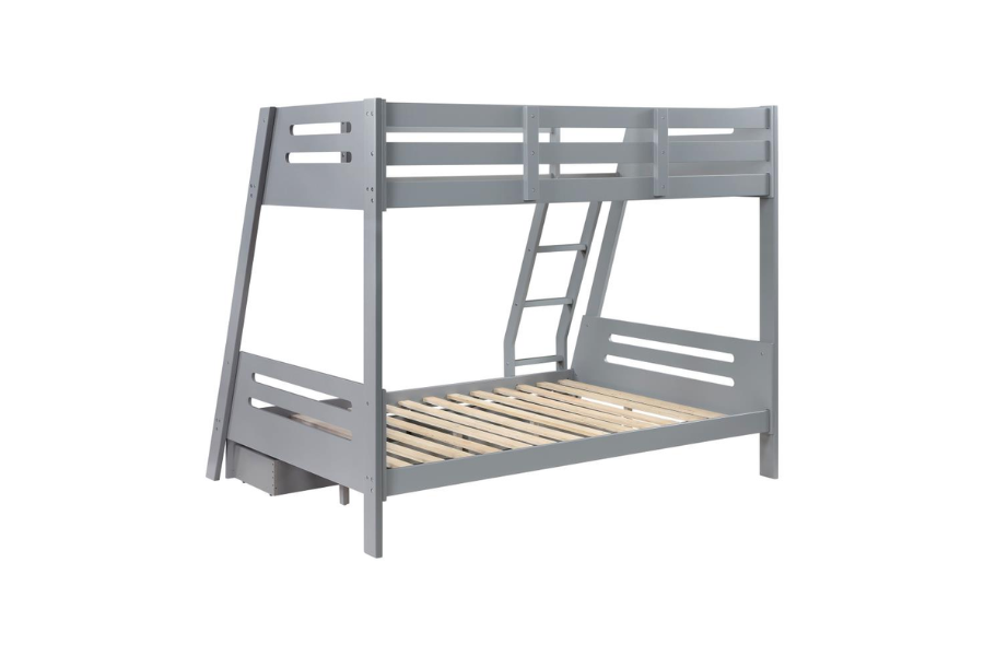 Trisha 2-drawer Wood Twin Over Full Bunk Bed Grey 460562TF