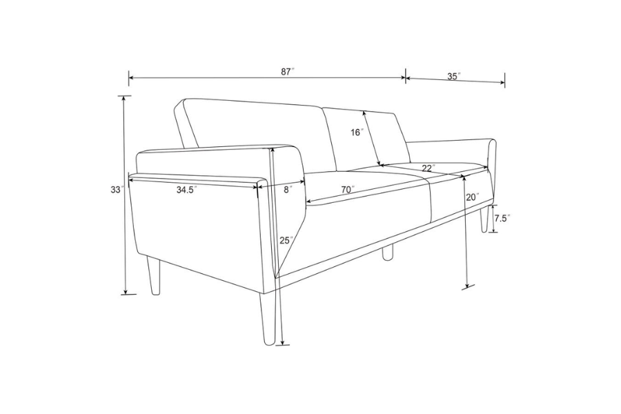 Rilynn Upholstered Track Arm Sofa Grey 509524