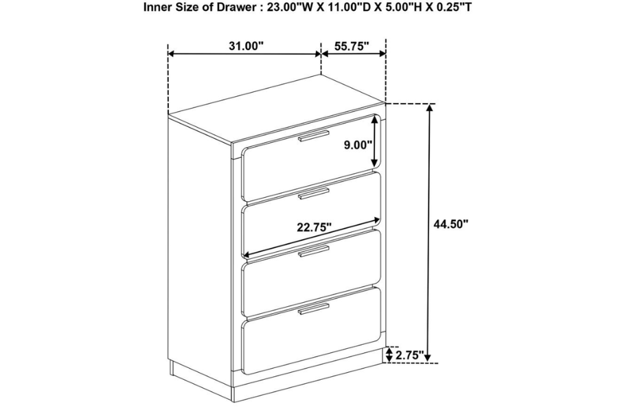 Caraway 4-drawer Bedroom Chest White 224775