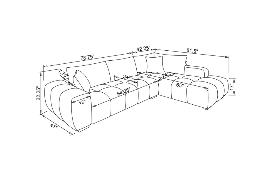 Camacho Upholstered Chaise Sectional Sofa Amber 503985 Commin Soon