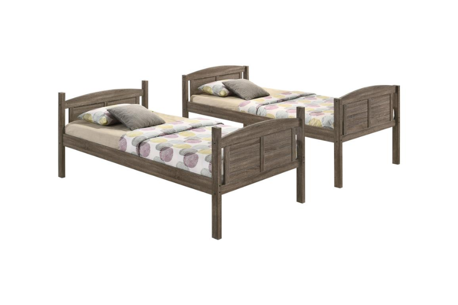 Flynn Wood Twin Over Full Bunk Bed Weathered Brown 400809