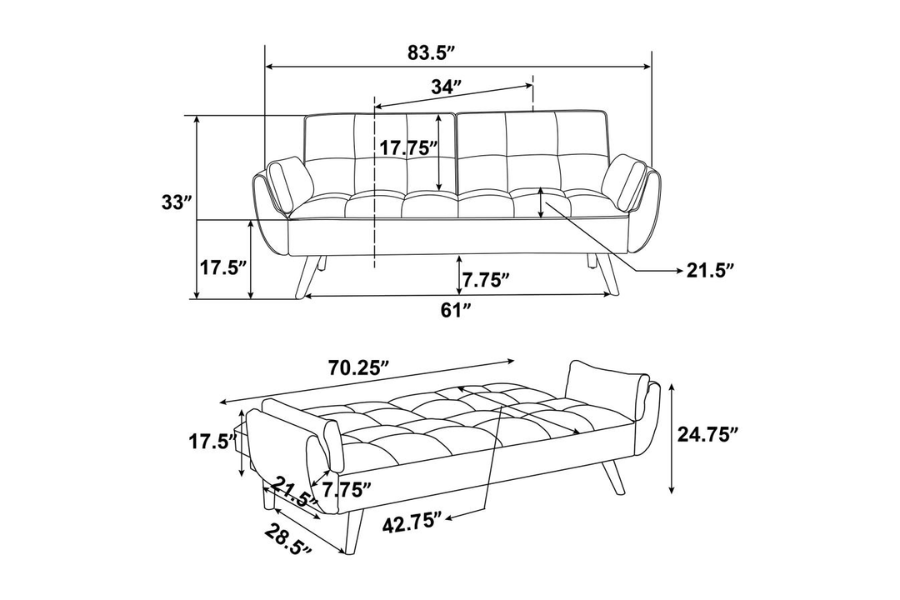 Sofá cama convertible tapizado Caufield azul turquesa 360097 