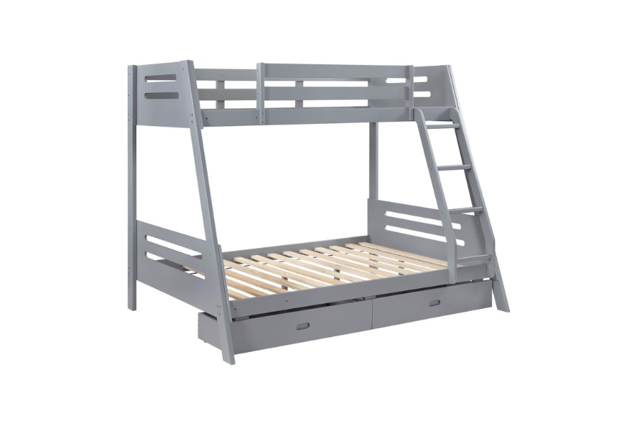 Trisha 2-drawer Wood Twin Over Full Bunk Bed Grey 460562TF