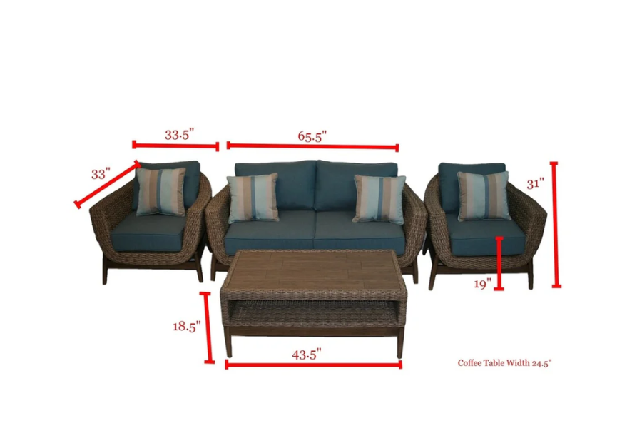 Southfield 4 Pc Aluminum Wicker Sofa Set