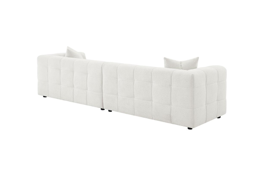 Everly Boucle Upholstered Extra Long Sofa Off White 504850