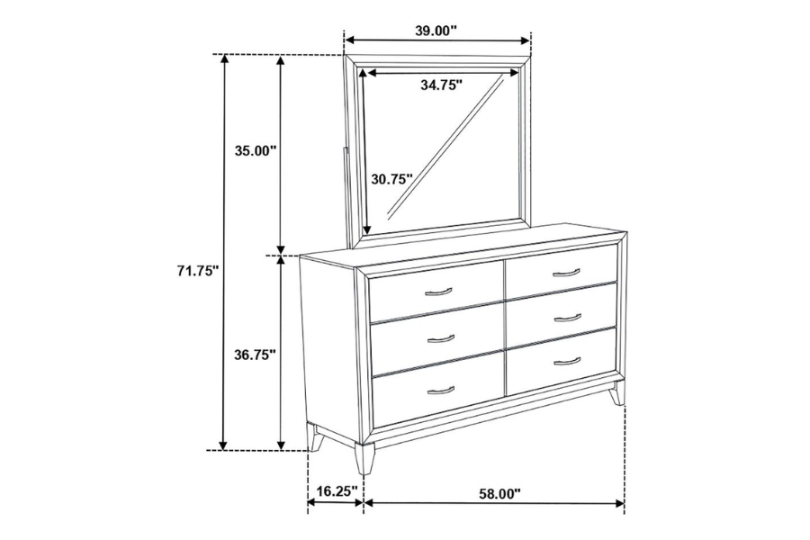 Watson 6-drawer Dresser with Mirror Grey Oak 212423M