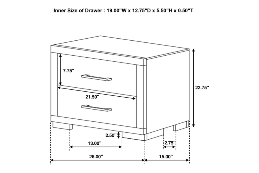 Jessica 2-drawer Nightstand Cappuccino 200712