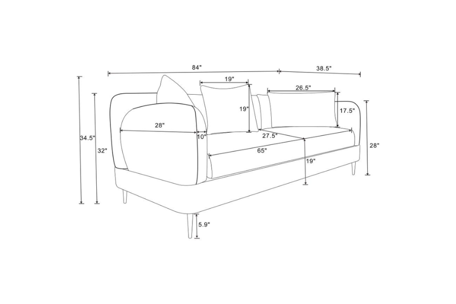 Jade Chenille Upholstered Modern Track Arm Sofa Green 509131