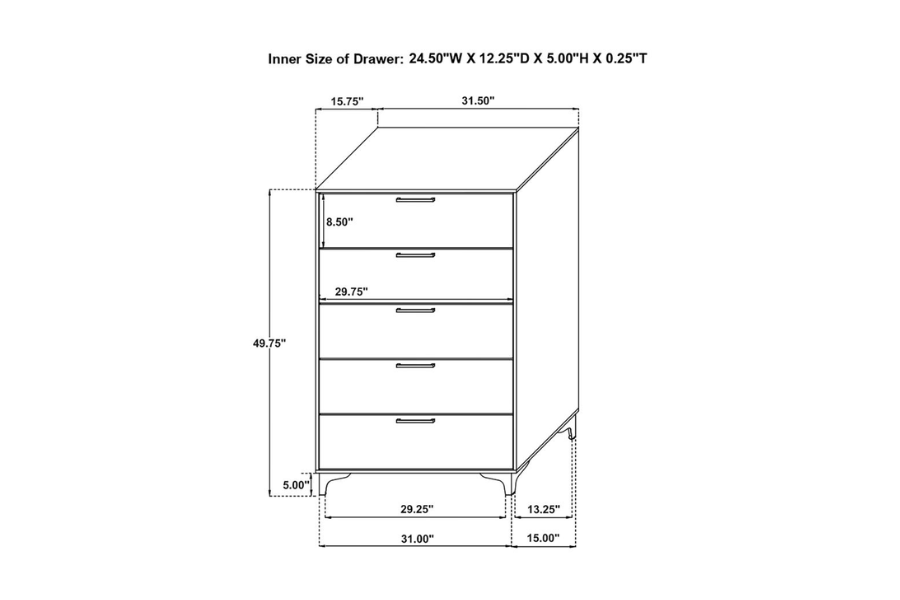 Kendall 5-drawer Bedroom Chest White 224405