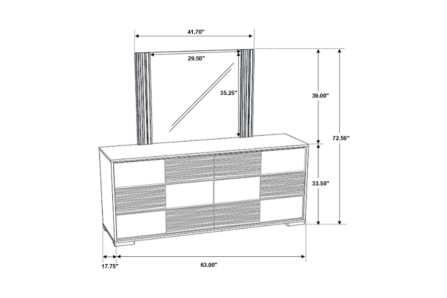 Blacktoft 6-drawer Dresser with Mirror Black 207103M