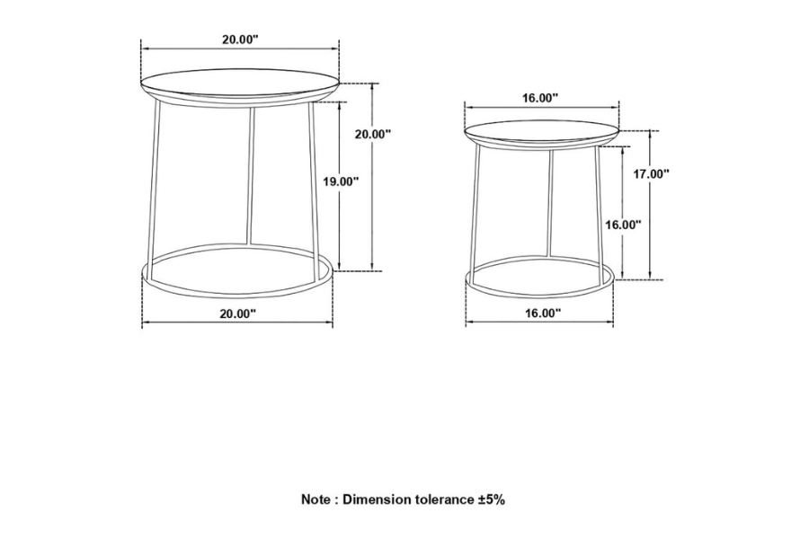 Loannis 2-piece Round Mango Wood Nesting Table Matte Black	935842