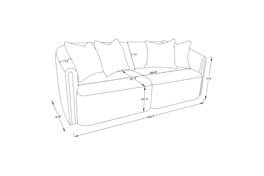 Townsend Chenille Upholstered Rolled Arm Sofa Latte	504754 Comming Soon