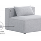 Cube Modular Armless Chair SKU: 630Grey-Armless