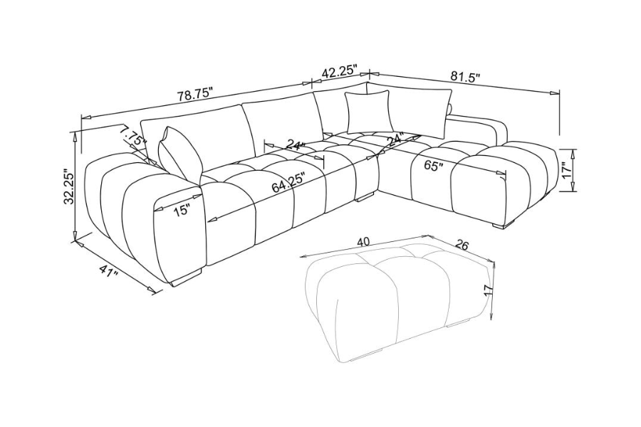 Camacho Upholstered Sectional Sofa with Ottoman Set Orange 503975-SET Comming Soon