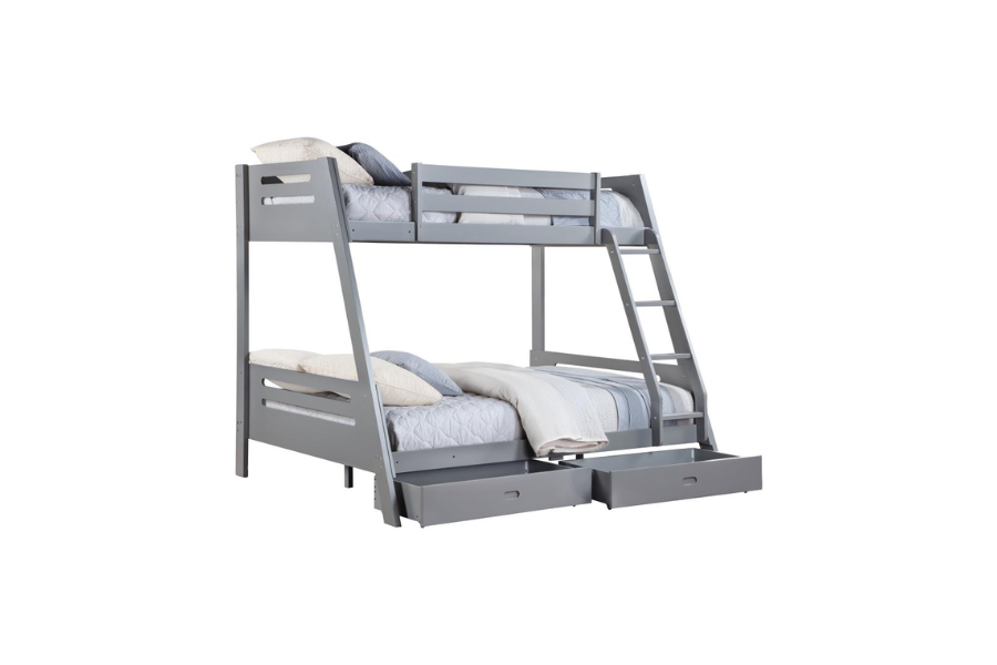 Trisha 2-drawer Wood Twin Over Full Bunk Bed Grey 460562TF