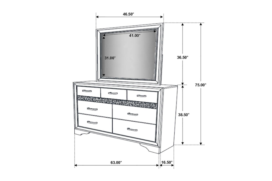 Miranda 7-drawer Dresser with Mirror Black 206363M