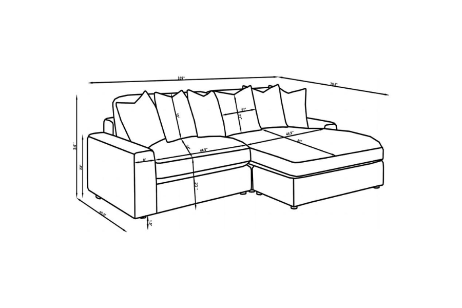 Blaine Upholstered Reversible Chaise Sectional Sofa Fog 509900