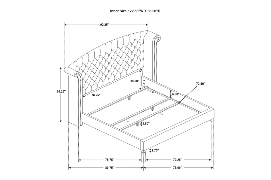 Juego de dormitorio Melody California King de 5 piezas gris 223381KW-S5 Próximamente 