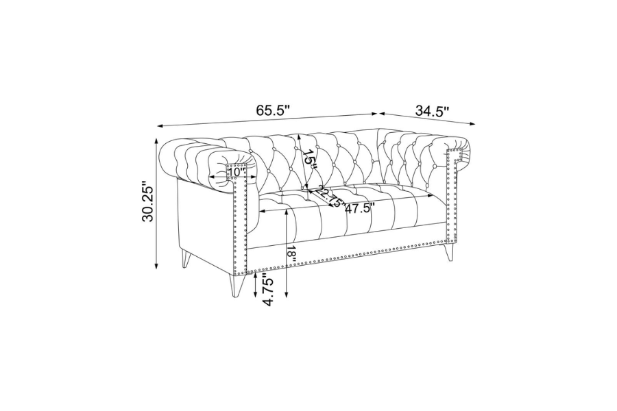 Bleker Upholstered Tuxedo Arm Tufted Loveseat Blue 509482