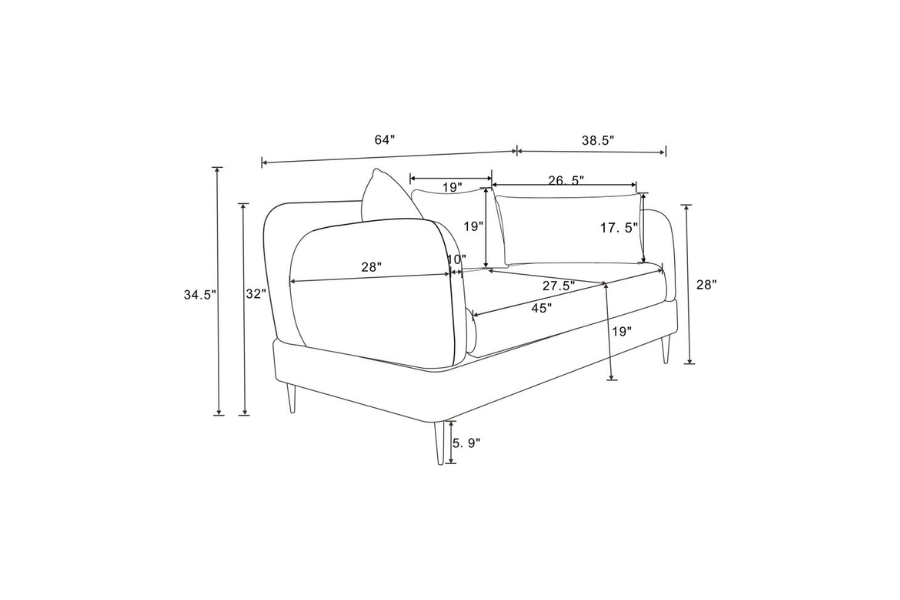 Jade Chenille Upholstered Modern Track Arm Loveseat Green 509132